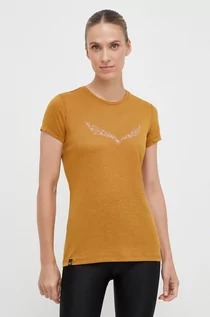 Koszulki sportowe damskie - Salewa t-shirt sportowy Solidlogo kolor brązowy - grafika 1