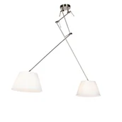 Lampy sufitowe - QAZQA Lampa wisząca regulowana stal klosz plisowany kremowy 35cm - Blitz II - miniaturka - grafika 1