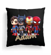 Poduszki dekoracyjne - CZARNA Poduszka Z IMIENIEM Na Wielkanoc BOHATEROWIE IRONMAN SPIDERMAN BAT - miniaturka - grafika 1
