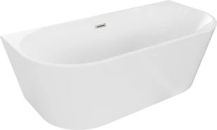 Mexen Oval wanna wolnostojąca przyścienna 150 x 75 cm, biała, przelew nikiel szczotkowany - 52671507500-97 - Wanny - miniaturka - grafika 1