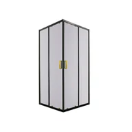 Kabiny prysznicowe - Kabina prysznicowa Tiara 90 SQ GOLD grafotowe szkło czarne profile złote dodatki KERRA - miniaturka - grafika 1