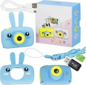 Aparaty Cyfrowe - Springos Aparat dla dzieci cyfrowa kamera full HD z kartą 8 GB niebieski UNIWERSALNY - miniaturka - grafika 1