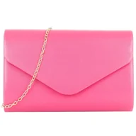 Torebki damskie - Torebka wieczorowa kopertówka fuksja skórzana matowa - miniaturka - grafika 1