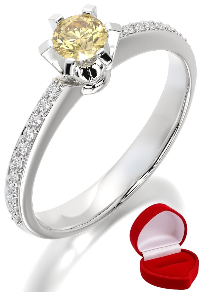 ZŁOTY PIERŚCIONEK ZARĘCZYNOWY 585 14k SZAFIR 0,24 ct BIAŁE ZŁOTO R19