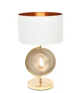 Lampy stojące - Lumina Deco MONTERONI glamour lampa nocna złota z białym abażurem - miniaturka - grafika 1