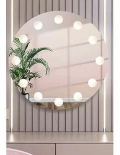 Okrągłe lustro do toaletki z podświetleniem LED - HOLLYWOOD, Dostępne wymiary: Średnica 150cm - Lustra - miniaturka - grafika 1