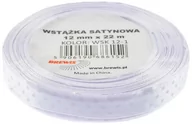 Pasmanteria - Brewis Wstążka dekoracyjna kropki 12mmx22m biała - miniaturka - grafika 1