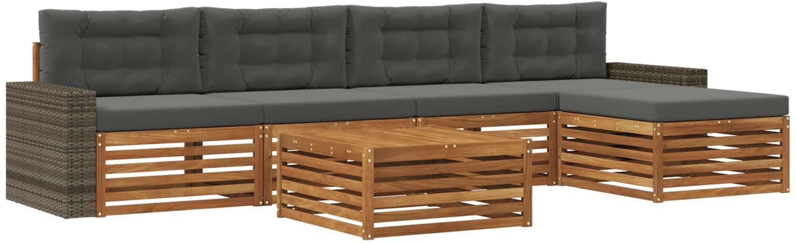 vidaXL Zestaw sof na zewnątrz 6 pcs Naturalny i Antracytowy