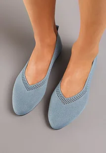 Jasnoniebieskie Plecione Balerinki z Ażurowymi Wycięciami Jene - Baleriny - miniaturka - grafika 1