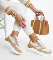 Sneakersy damskie - Brązowe sneakersy na platformie Nereida-39 - miniaturka - grafika 1