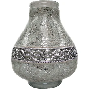 Znicz witraż Karafa decor DECOR3 36 cm biało-srebrny Ilumini - Lampiony i znicze - miniaturka - grafika 1