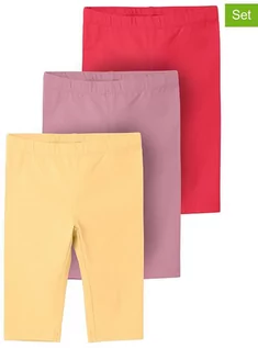 Spodnie i spodenki dla dziewczynek - Name it Legginsy (3 pary) w kolorze żółtym, jasnoróżowym i czerwonym - grafika 1