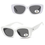 Okulary przeciwsłoneczne - Duże damskie okulary przeciwsłoneczne kocie z polaryzacją MP56C białe - miniaturka - grafika 1