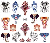 Sztuczne paznokcie i akcesoria - Naklejki wodne na paznokcie SŁONIE, SŁOŃ - 148 - miniaturka - grafika 1