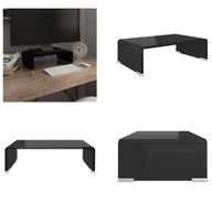 Szafki RTV - vidaXL Stolik pod telewizor/ekran szklany czarny 40x25x11 cm - szafka pod telewizor - szafki pod telewizor - meble pod telewizor - szafka pod telewizor - miniaturka - grafika 1