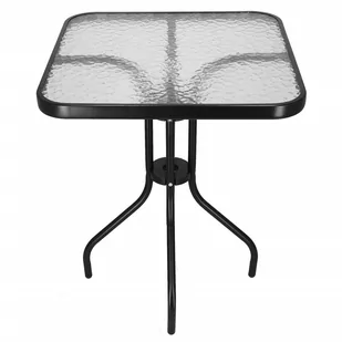 Springos Stolik ogrodowy kwadratowy 60 cm stół na balkon metal i szkło czarny GF1018 - Stoły ogrodowe - miniaturka - grafika 1