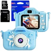 Aparaty Cyfrowe - Revento Aparat Dla Dzieci Jednorożec niebieski + Karta pamięci 32 GB Zabawki Dla Dzieci - miniaturka - grafika 1