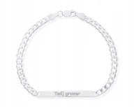 Bransolety męskie - Bransoletka Srebrna Męska z Blaszką + Grawer pr. 925 dł. 19 cm - miniaturka - grafika 1