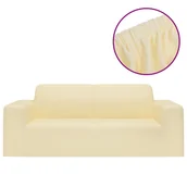 Pokrowce na meble - Lumarko Elastyczny pokrowiec na sofę 2-osobową, kremowy, dżersejowy - miniaturka - grafika 1