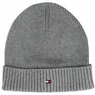 Czapki damskie - Tommy Hilfiger czapka zimowa beanie szary rozmiar uniwersalny - miniaturka - grafika 1