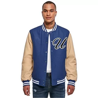 Kurtki męskie - Urban Classics Big U College Jacket, męska kurtka College Oversize Fit, dostępna w dwóch kolorach, rozmiarach S-5XL, kosmiczny b??kit, S - grafika 1