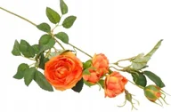 Sztuczne kwiaty - Gałązka Róża Pomarańczowa Stroika Bukietu Sztuczna Wiązanka Pączki Liście - miniaturka - grafika 1