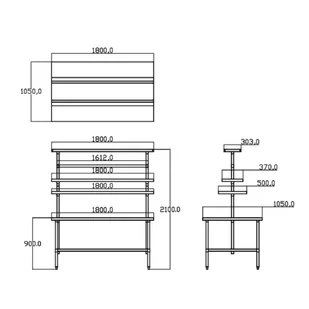 Stół roboczy ze stali nierdzewnej z nadstawką, 1800 x 1050 x 2100 mm - Stoły gastronomiczne - miniaturka - grafika 2