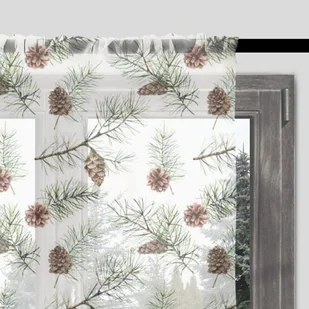 Firana świąteczna WINTER wzór BN40 | akwarelowe gałązki z szyszkami 140 x 160 cm - Firany Firana świąteczna WINTER wzór BN40 | akwarelowe gałązki z szyszkami 140 x 160 cm - Firany - miniaturka - grafika 1