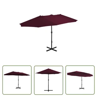 The Living Store Parasol ogrodowy na słupku aluminiowym - 460 x 270 cm - bordowy - Parasol - Parasole ogrodowe - miniaturka - grafika 1