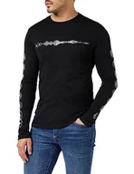 Koszulki męskie - Armani Exchange Koszulka męska Soundwave z logo, Music Icons On Sleeves, czarny, XL - miniaturka - grafika 1