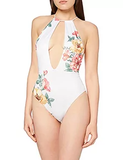 Stroje kąpielowe - Mapale Damski kostium kąpielowy z kwiatowym nadrukiem jednoczęściowy, biały, duży - grafika 1