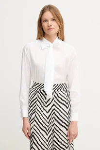 Joop! koszula damska kolor biały relaxed z wiązanym dekoltem 30047570 - Koszule damskie - miniaturka - grafika 1