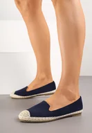 Espadryle damskie - Niebieskie Espadryle Ozdobione Plecionką Tiaziane - miniaturka - grafika 1