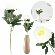 Sztuczne kwiaty - SZTUCZNE KWIATY NA CMENTARZ bukiet piwonie duże liście do wazonu białe - miniaturka - grafika 1