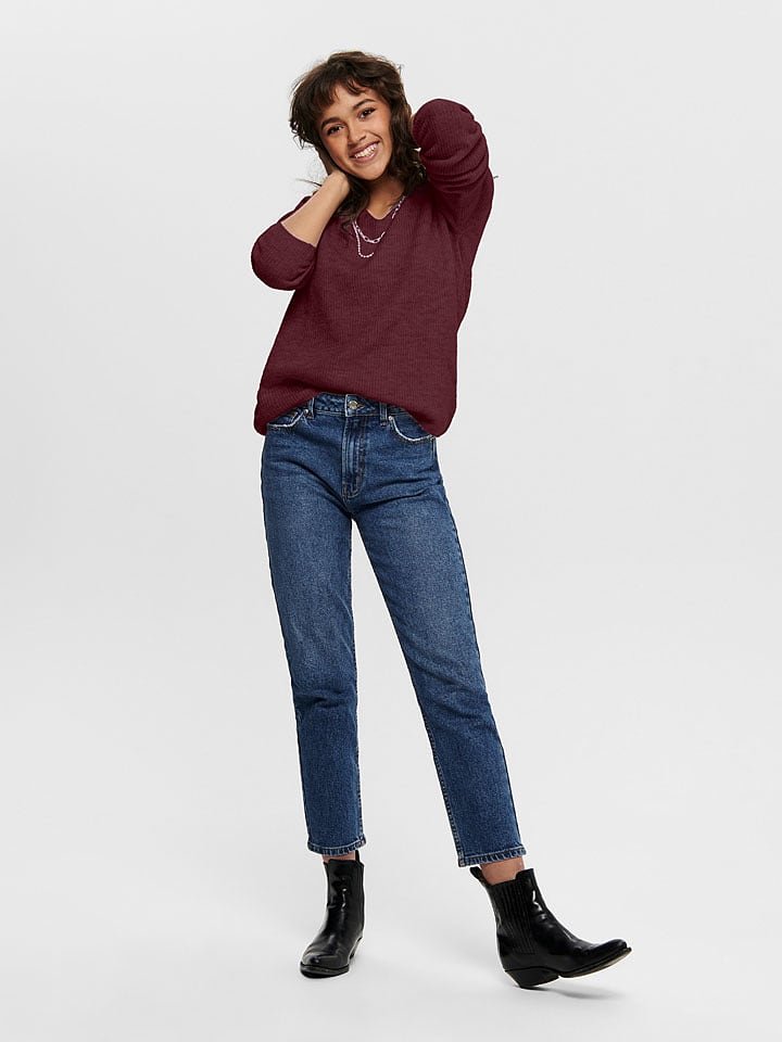 ONLY Sweter w kolorze bordowym