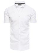 Koszule męskie - Koszula męska z krótkim rękawem biała Dstreet KX0981 - miniaturka - grafika 1