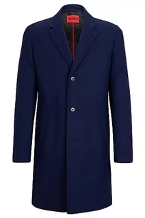 Płaszcze męskie - HUGO Męski płaszcz Malte2341 z mieszanki wełny z guzikami orzechowymi, Navy412., 106 - grafika 1