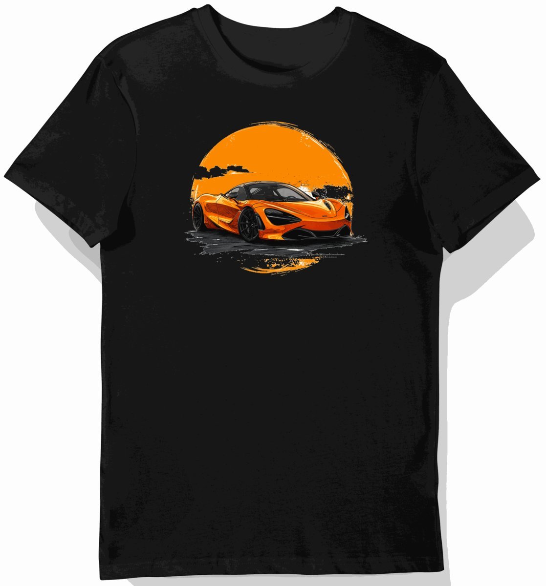 Koszulka męska czarna z eleganckim motywem sportowego auta XL