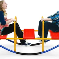 Place zabaw - Huśtawka Wahadłowa z 3 Siedziskami dla Dzieci, Ergonomiczne Siedziska i Uchwyty, Interaktywna Drabinka dla 2/3 Dzieci, 137 × 40 × 59,5 cm - miniaturka - grafika 1