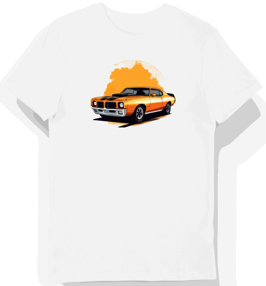 Koszulka męska biała z Motywem Klasycznego Auta w Słońcu S