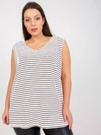 Bluzki damskie - Bawełniany top w paski plus size biały-szary (7952) - Factory Price - miniaturka - grafika 1
