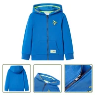 Bluzy dla dziewczynek - Bluza dziecięca z kapturem i suwakiem - niebieska - 104 - Bluza Dziecięca - miniaturka - grafika 1