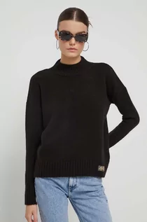 Swetry damskie - Superdry sweter z domieszką wełny damski kolor czarny ciepły - grafika 1