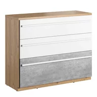 Komody - Komoda z szufladami, Plano, 110x41x88 cm, biel, szary, dąb nash, mat - miniaturka - grafika 1