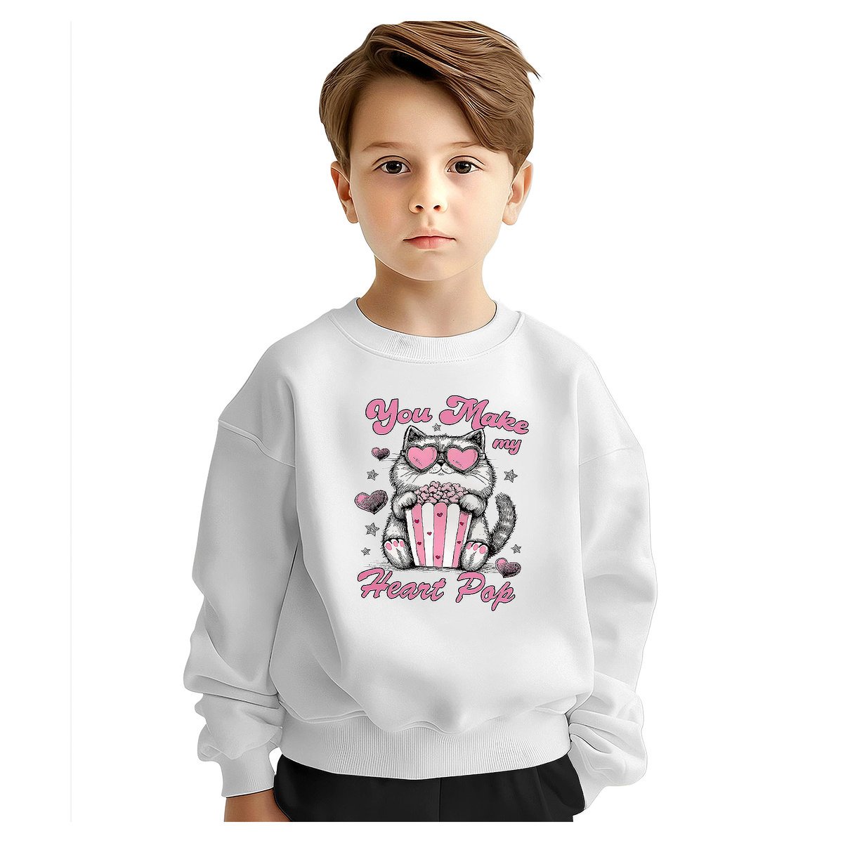 BLUZA DZIECIĘCA KOT LOVE 122-128 DLA CHŁOPCA DZIEWCZYNKI