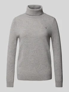 Sweter z dzianiny z golfem model ‘EXTRAFINE’ - Swetry damskie - miniaturka - grafika 1