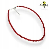 Naszyjniki - Czerwone korale Naszyjnik perłowy Perły koraliki szkło - miniaturka - grafika 1