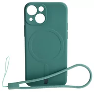 Etui i futerały do telefonów - Etui Bizon Case Silicone MagSafe Sq do Apple iPhone 13 Mini, ciemnozielone - miniaturka - grafika 1