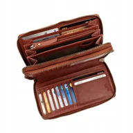 Portfele - KRONIFY Portfel Damski Skórzany XXL RFID Ochrona 29 Przegródek Czerwony - miniaturka - grafika 1