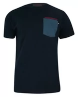 Koszulki męskie - T-shirt, Granatowy, 100% BAWEŁNA, U-neck, z Kieszonką, Męski, Krótki Rękaw -KINGS - Kings - miniaturka - grafika 1